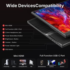 Wgk 15.6 Inch Portable Monitor 1080P Fhd Travel Display Hdmi/Usb-C Compatible