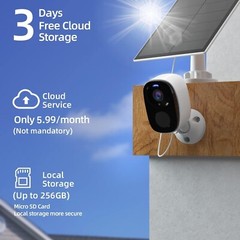 2K Solar Security Cameras Wireless Outdoor Solar Outdoor Camera SD/Cloud Storage