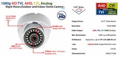 4 HD Outdoor Indoor Dome Security Camera with Power Supply and Video Power Cable