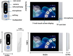 Wired 7-Inch Smart Video Doorbell with Touchscreen Chime | 2K Head-To-Toe View |