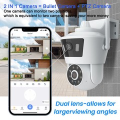 ANRAN 4MP Wireless Pan/Tilt Security Camera System WiFi Dual Lens Camera Outdoor