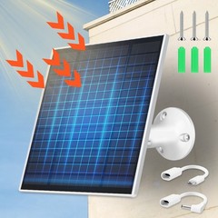 10W Solar Panel Charger for with Micro USB & Type-C DC Port for Security Cameras