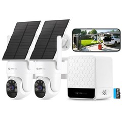 Solar Security Cameras Wireless Outdoor, 2 Cam-Kit, No Subscription, 4MP Home…