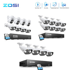 ZOSI 8CH 4K NVR 8MP PoE Security Camera System 2TB 24/7 Audio Record AI Motion