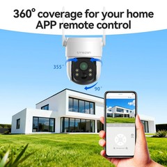 TMEZON Wireless Solar&Battery WiFi Security Camera IP66 Waterproof Cam 3MP PTZ