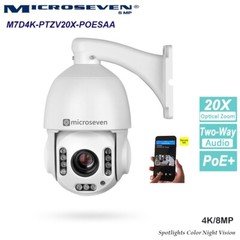 Microseven 8MP 4K 20X POE+ IP Camera Outdoor CCTV PTZ Dome Home Security Camera