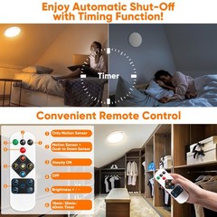 Rechargeable Motion Sensor Ceiling Light with Remote, 1 Pack-6000mAh, 3 CCT