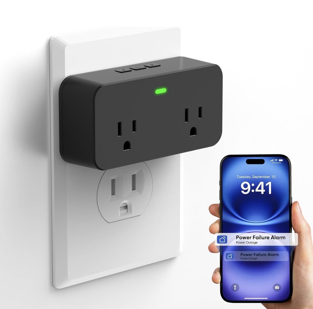 Power Failure Alarm WiFi Smart Power Outage Alarm with App 2 Sockets