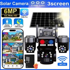 Solar Security Cameras Wireless Outdoor WiFi Night Vision Surveillance+32GB Card