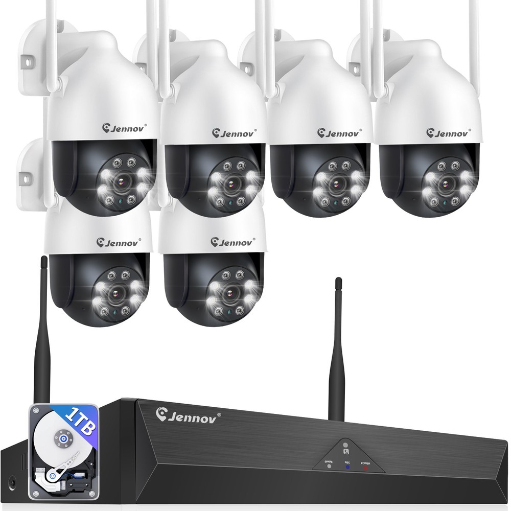 5MP Smart Home Security Camera System 10CH NVR WiFi Alexa Human Detection 1TB