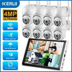 4MP HD PTZ WIFI IP Camera 8CH Wireless LCD Monitor NVR Kit Home Security Camera