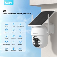 ANRAN Outdoor Solar Security Camera CCTV Wireless WiFi 360° PTZ Home Audio
