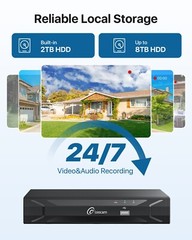 Loocam 2.5K PoE Security IP Camera System 2TB, Two-Way Audio, Person Detection