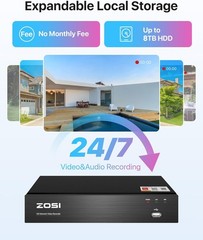 ZOSI 4K 8CH PoE IP Security Camera System 2 Way Audio AI Detect NVR with 2TB HDD