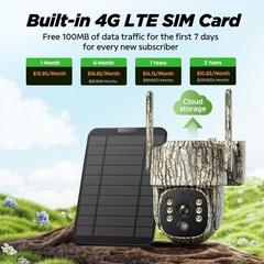 4G LTE Cellular Security Camera Wireless Solar Outdoor 2.5K Night Vision w/ SIM