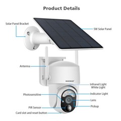 5MP 4G LTE Cellular Security Camera Solar – SIM Card, Wireless Outdoor No WiFi