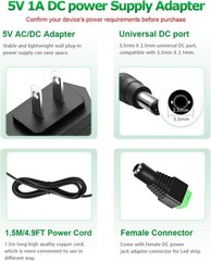 5V 1A DC Power Supply Adapter 5W Charger with 8 Tips