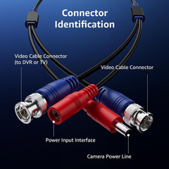 4 Pack 30M/100Ft All-In-One Video Power Cables, BNC Extension