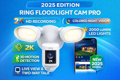 2025 Ring Floodlight Cam Pro Wired White – 2K HD, Color Night Vision, 3D Motion