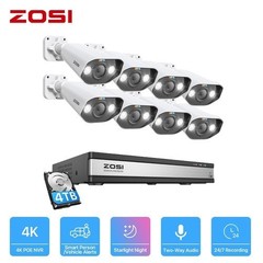 ZOSI 8CH/16CH 5MP/8MP POE IP Security Camera System 4K AI Face Detect NVR Audio