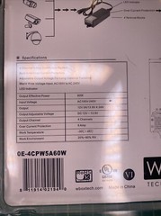 W Box technologies 0E-4CPW5A60W 4 Channel 5 AMP 12 VDC CCTV Power Supply