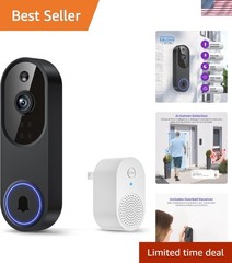 Outdoor 1080p Wi-Fi Doorbell Camera with Night Vision & Secure Cloud Storage