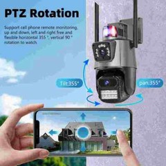 Dual Lens 4K WiFi Security Camera 8X Zoom Outdoor Home Night Vision CCTV PTZ