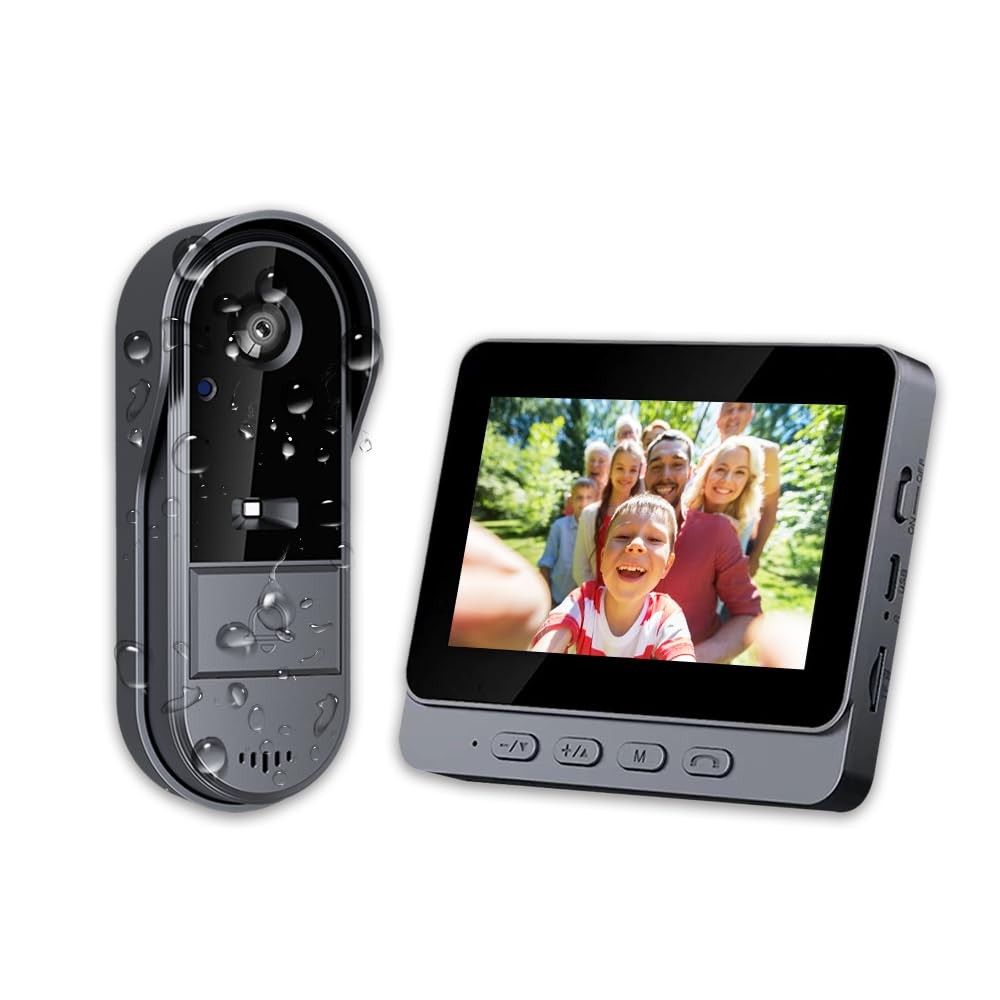 Doorbell Wireless No Subscription with Monitor, Waterproof Video Intercom 108…