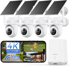 4K Solar Wireless Security Cameras 4-Cam Kit with AI Tracking & Night Vision
