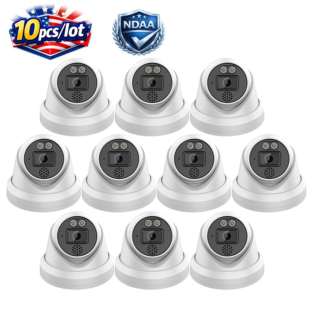 10pcs Vikylin 6MP IP Camera POE Outdoor IR 30m 2Way Audio Outdoor NDAA compliant