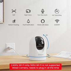 Effortless Home Monitoring: 2K WiFi Indoor Camera with 360° View & Cloud Storage