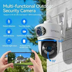 Wireless Outdoor Security Camera Dual Lens Zoom 360° PTZ Infrared Night Vision
