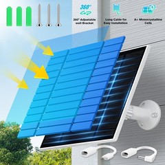 5W Solar Panel for Spotlight Stick Up Camera Battery Charger Micro USB Type C DC