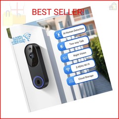 Orbitell 1080p Wireless Wi-Fi Video Doorbell Camera with Two Way Audio, Night Vi