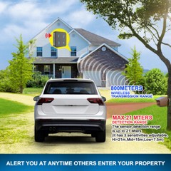 HTZSAFE 1/2 Mile Solar Driveway Alarm System 1 Receiver + 1 Sensor