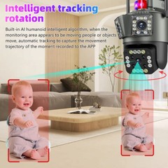 3 Lens HD 1080P WiFi IP Camera Wireless Outdoor CCTV PTZ Home Security IR Cam US