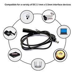 16ft DC Power Extension Cable 5.5mm x 2.1mm Male Female Cord 18AWG 12V 24V 10A