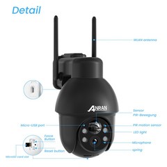 ANRAN Wireless Solar Battery Powered Wifi IP Outdoor Home Security Camera System
