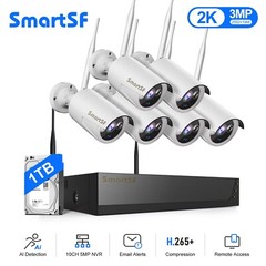 5MP Wireless Security Camera System, 10 Channel 2.5K WiFi NVR +6Pcs 3MP IP Cam
