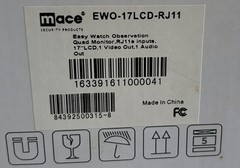 Mace EWO-17LCD-RJ11 Security Observation Monitor Multi-Screen 17” EasyWatch