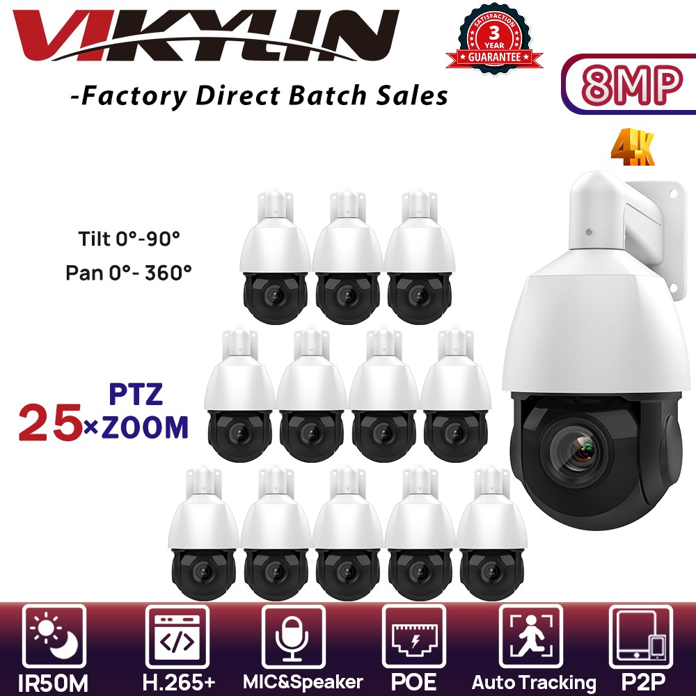 VIKYLIN 25×ZOOM 360 degree IR50M 8MP 4K ptz CAMERA Viewer App POE Tracking lot