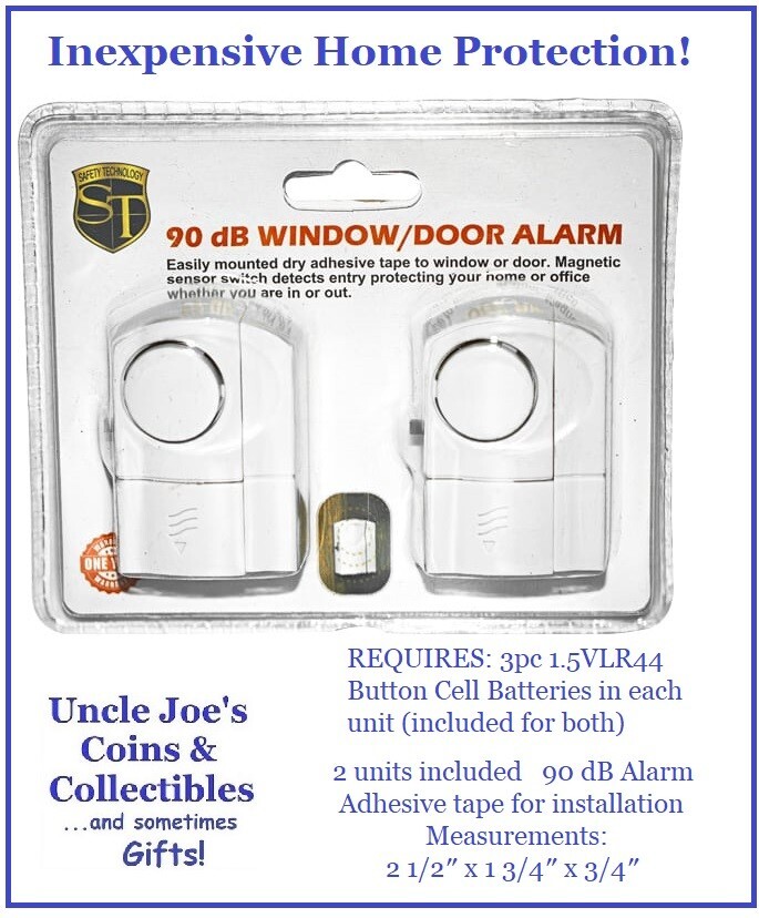 Magnetic Door/Window Alarms! 2 Pack 90dB Low Cost Home Protection! Rising Crime