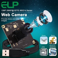 ELP Mini Webcam IMX214 HD 13MP No Distortion USB Camera f/ Android,Wins,Linux