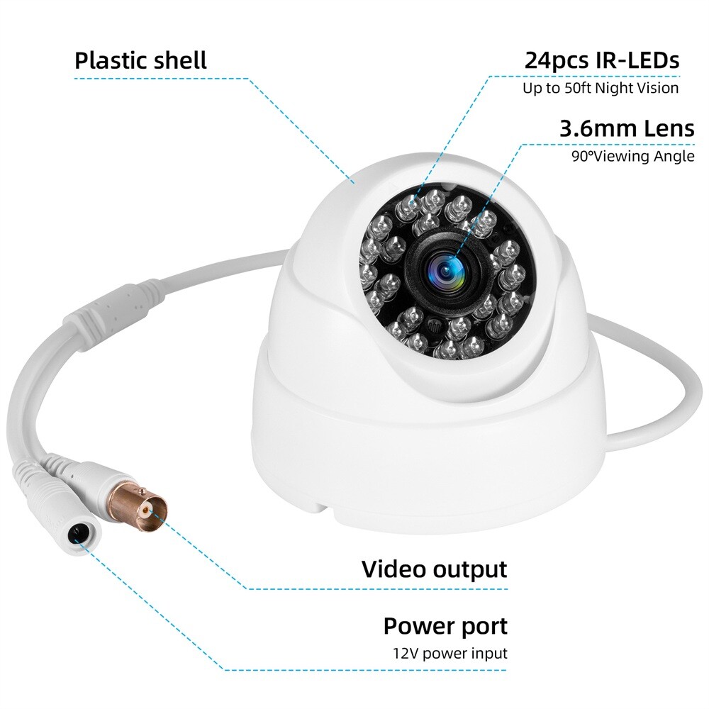 KERUI 5in1 HD 5MP 1080P 3.6mm TVI AHD CVI Analog CCTV Night Lens Dome Camera