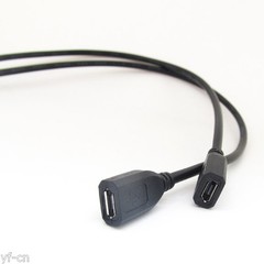 50pcs 1FT/0.3M Micro 5pin USB Female Jack 2 wires Power Pigtail Cable DIY Black