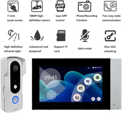 Wired 7-Inch Smart Video Doorbell with Touchscreen Chime | 2K Head-To-Toe View |