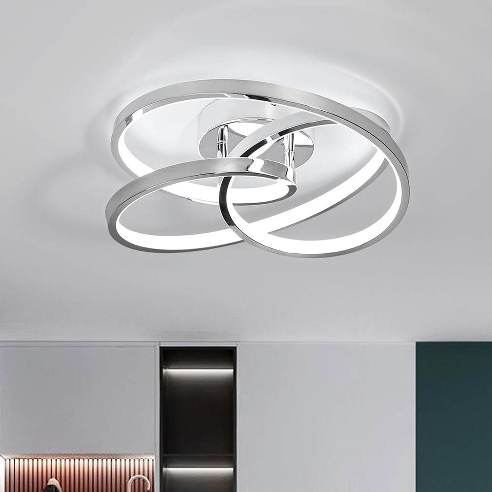 LED Ceiling Light Fixtures,36W Flush Mount Modern Chrome, 6000K