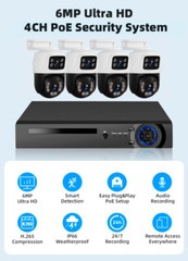 8CH H2.65 NVR 6MP POE Security Camera System Outdoor Home Security Cameras Set