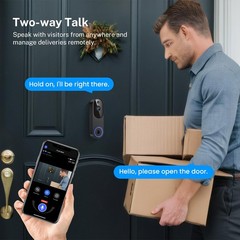 Orbitell 1080p Wireless Wi-Fi Video Doorbell Camera with Two Way Audio, Black