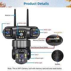 3 Lens Solar Camera 12MP Battery Home Security Outdoor Wifi Night Vision Camera